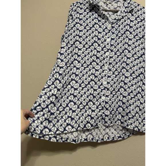 John Mark Women's Linen Tunic Top Small Button Up Pockets Roll Tab Coastal Beach - Picture 3 of 11